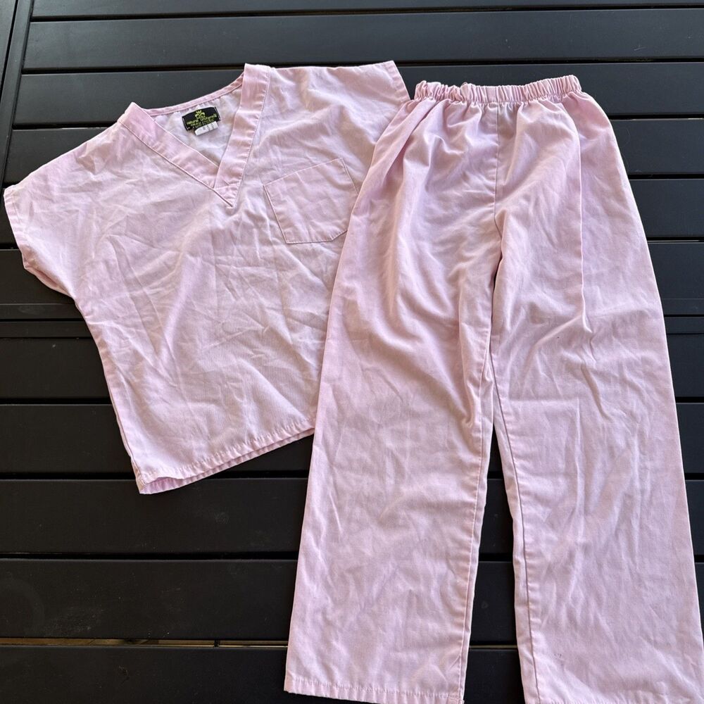 Natural Uniform Scrub Set Girls Size 7 Light Pink GUC